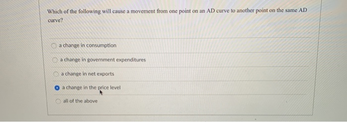 Solved Which of the following will cause a movement from one | Chegg.com