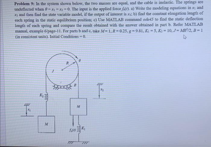 Solved Problem 9: In the system shown below, the two masses | Chegg.com