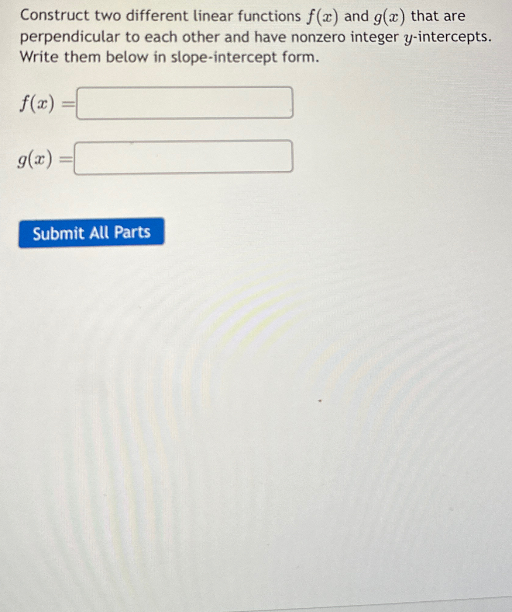 Solved Construct two different linear functions f(x) ﻿and | Chegg.com
