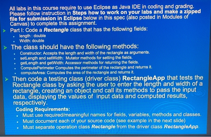 Solved . All labs in this course require to use Eclipse as | Chegg.com