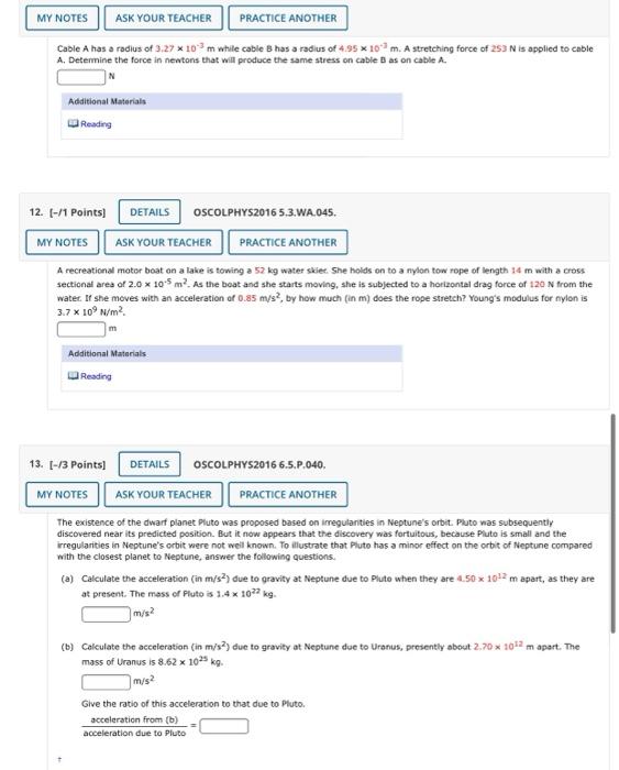 Solved 11 [ 1 Points] Details Oscolphys2016 5 3 Wa 047 My