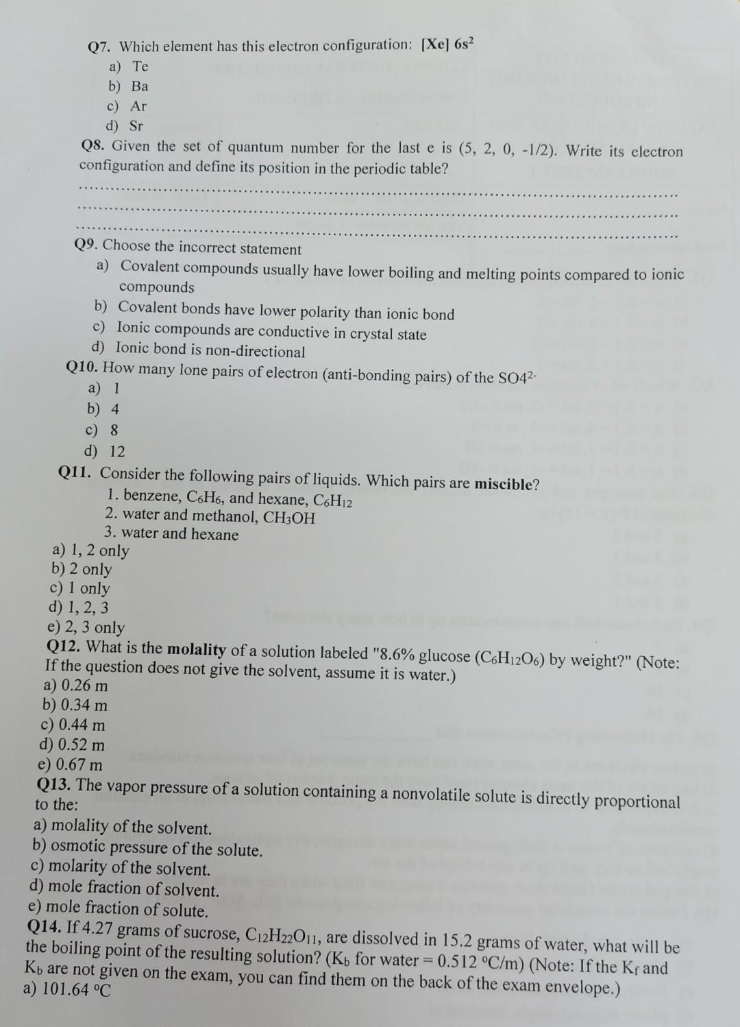 Solved Q7. Which element has this electron configuration: | Chegg.com