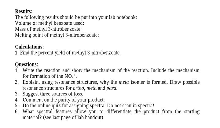 the nitration of methyl benzoate experiment