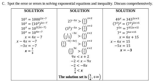 Solved A Solve The Following Exponential Equation 1 Chegg Com