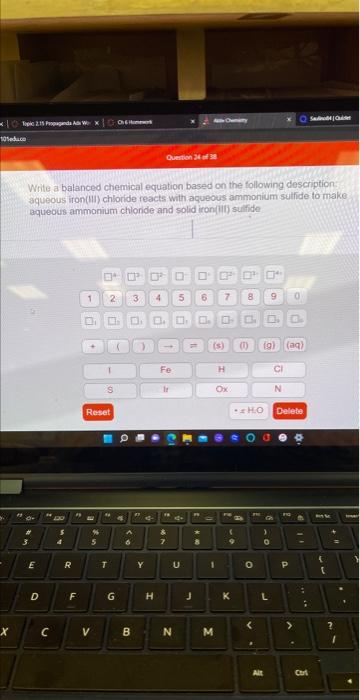 Write a balanced chemical equation based on the following description: aqueous iron(III) chloride reacts with aqueous ammoniu