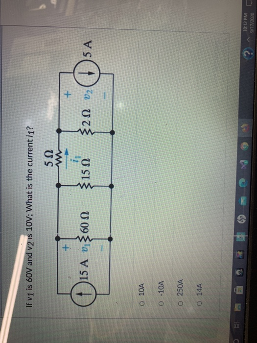 Solved If v1 is 60V and v2 is 10V; What is the current in? 5 | Chegg.com