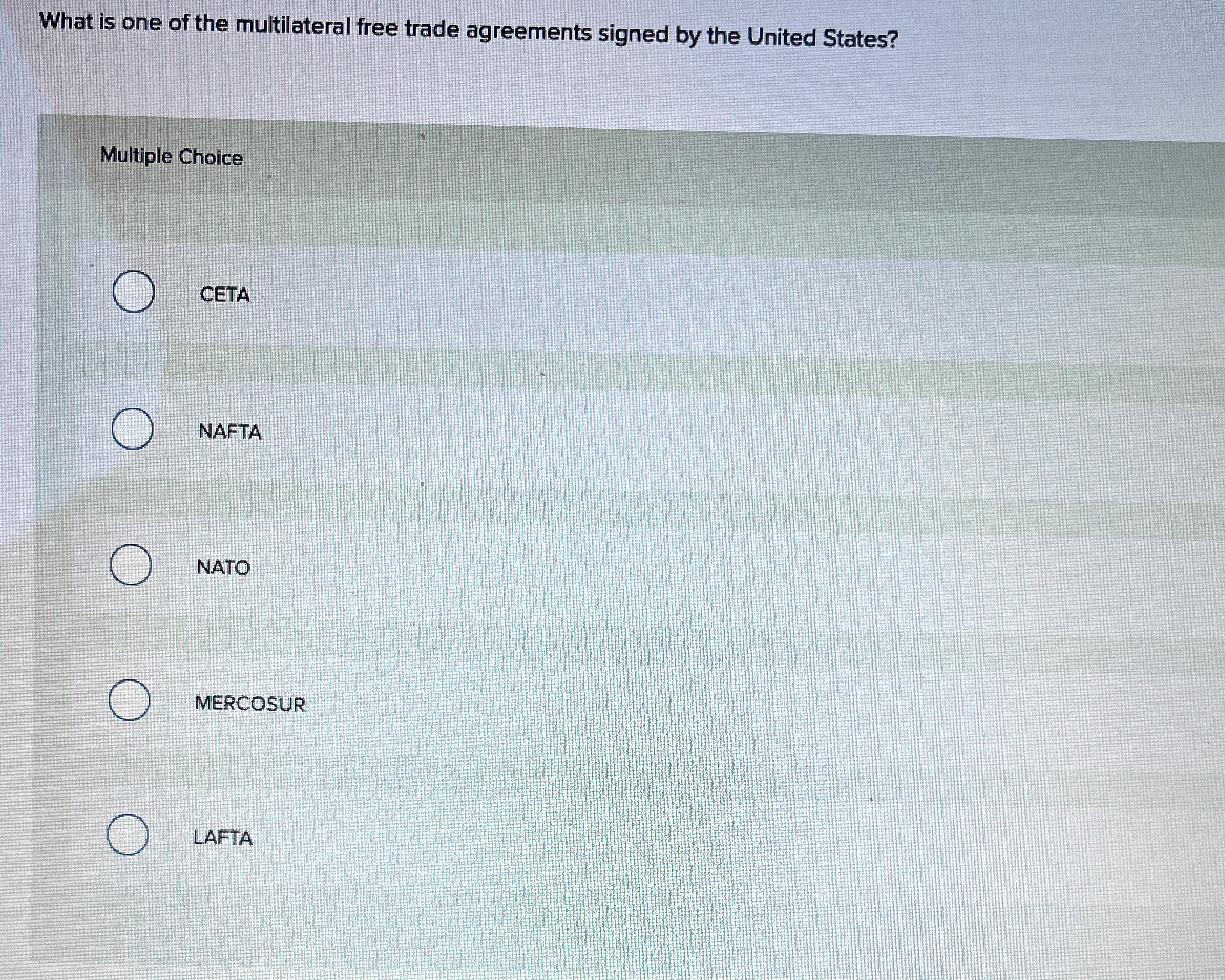 Solved What is one of the multilateral free trade agreements | Chegg.com