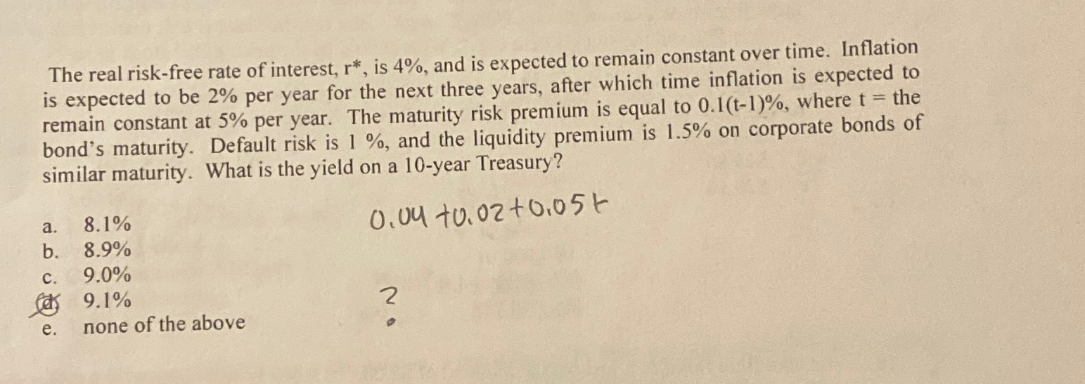 Solved The real risk-free rate of interest, r**, ﻿is 4%, | Chegg.com