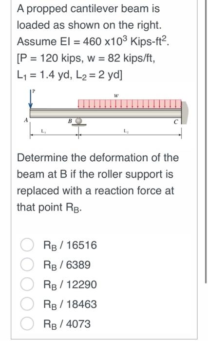 Solved A Propped Cantilever Beam Is Loaded As Shown On The