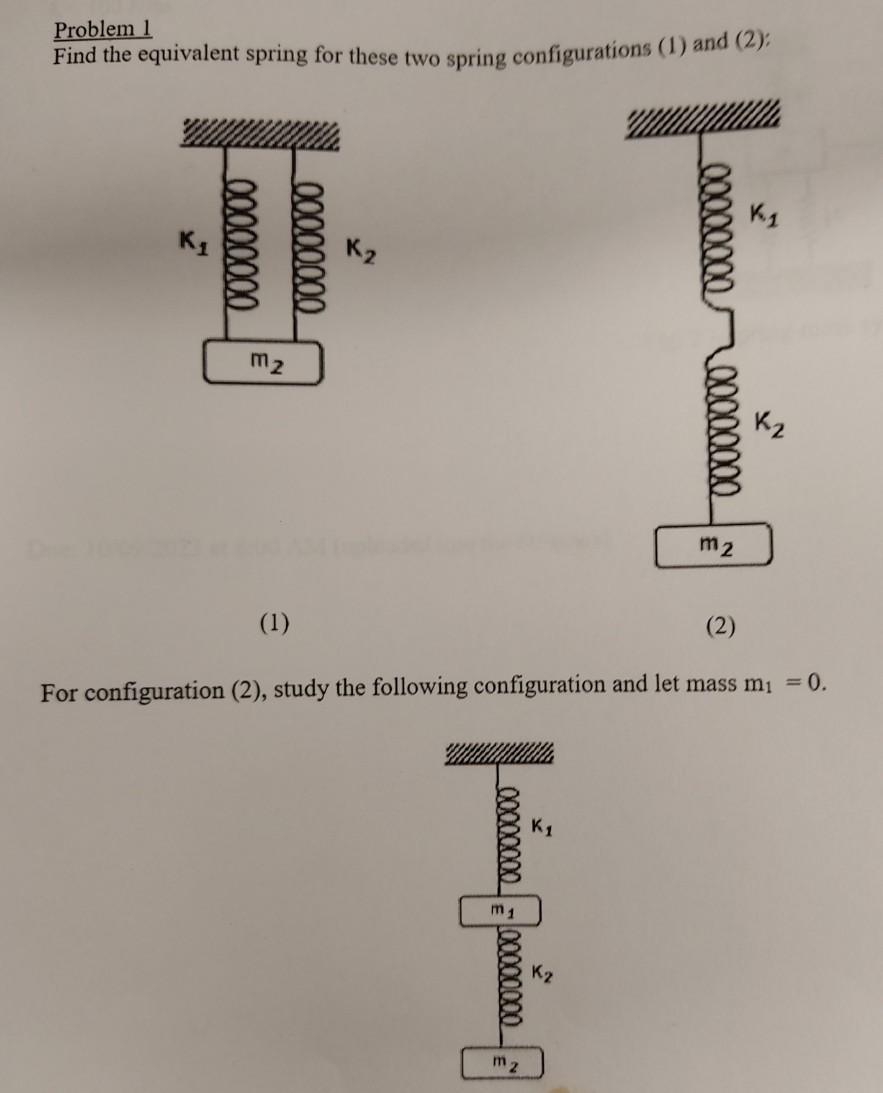 Solved Problem 1 Find The Equivalent Spring For These Two | Chegg.com