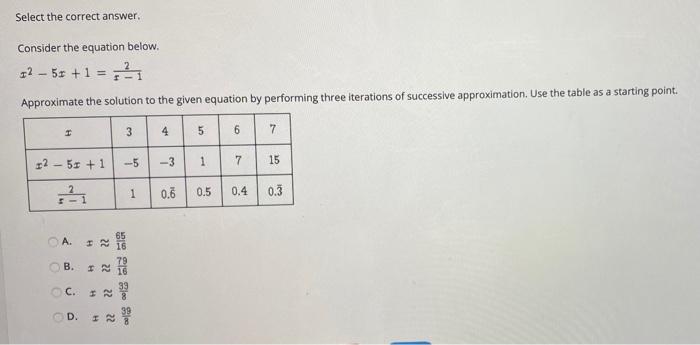 Solved Select the correct answer. Consider the equation | Chegg.com