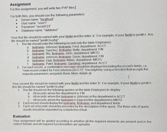 Solved . . Assignment For this assignment, you will write | Chegg.com
