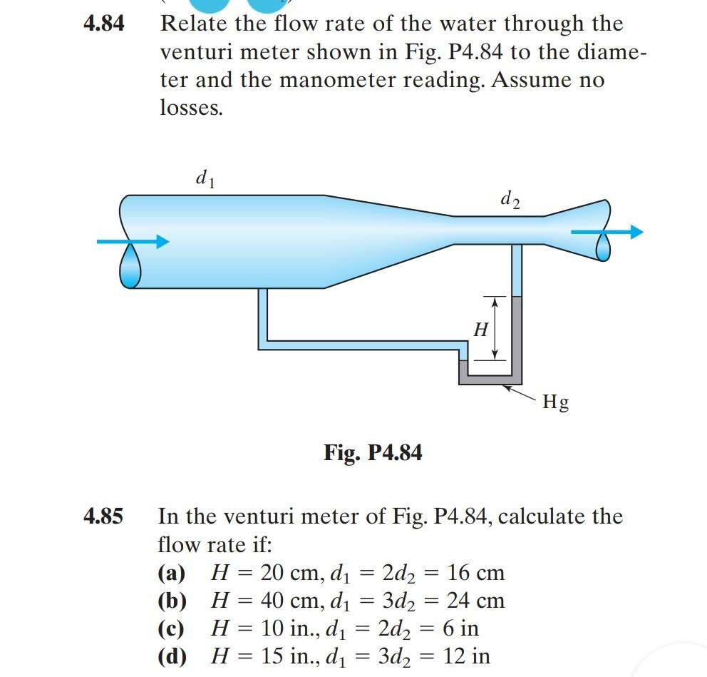 Solved 4.84 4.85 Relate the flow rate of the water through | Chegg.com