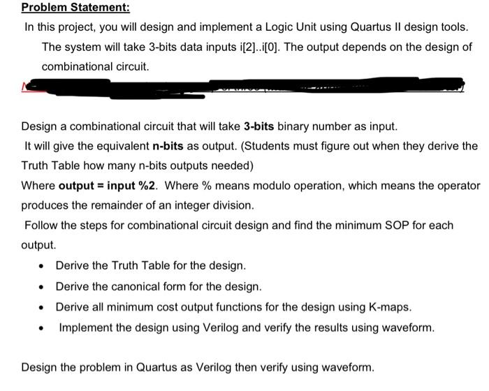 Solved Problem Statement: In this project, you will design | Chegg.com