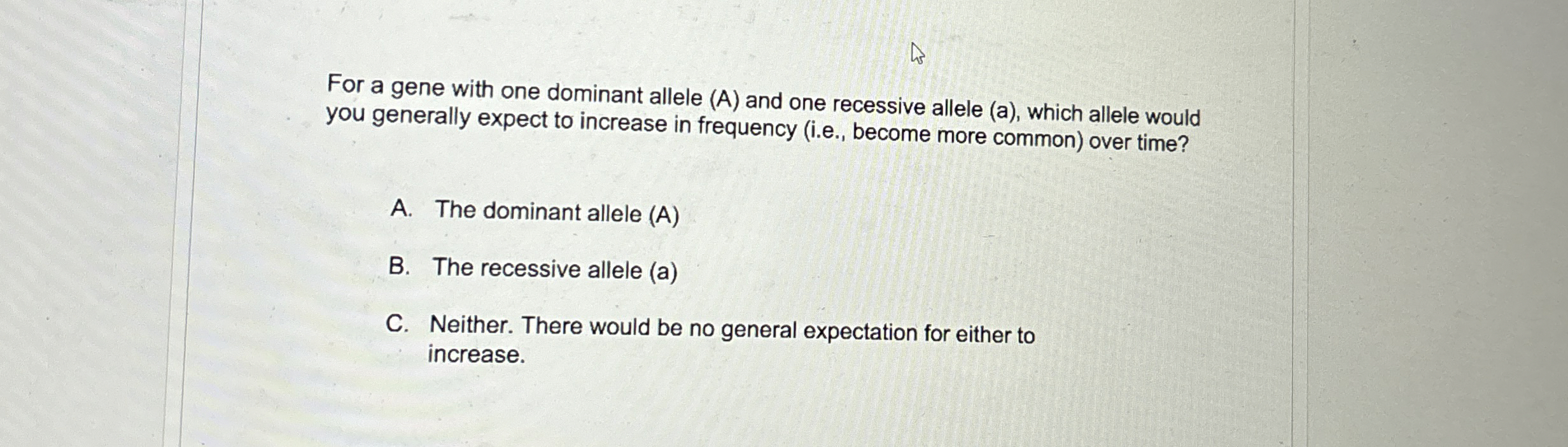 Solved For a gene with one dominant allele (A) ﻿and one | Chegg.com