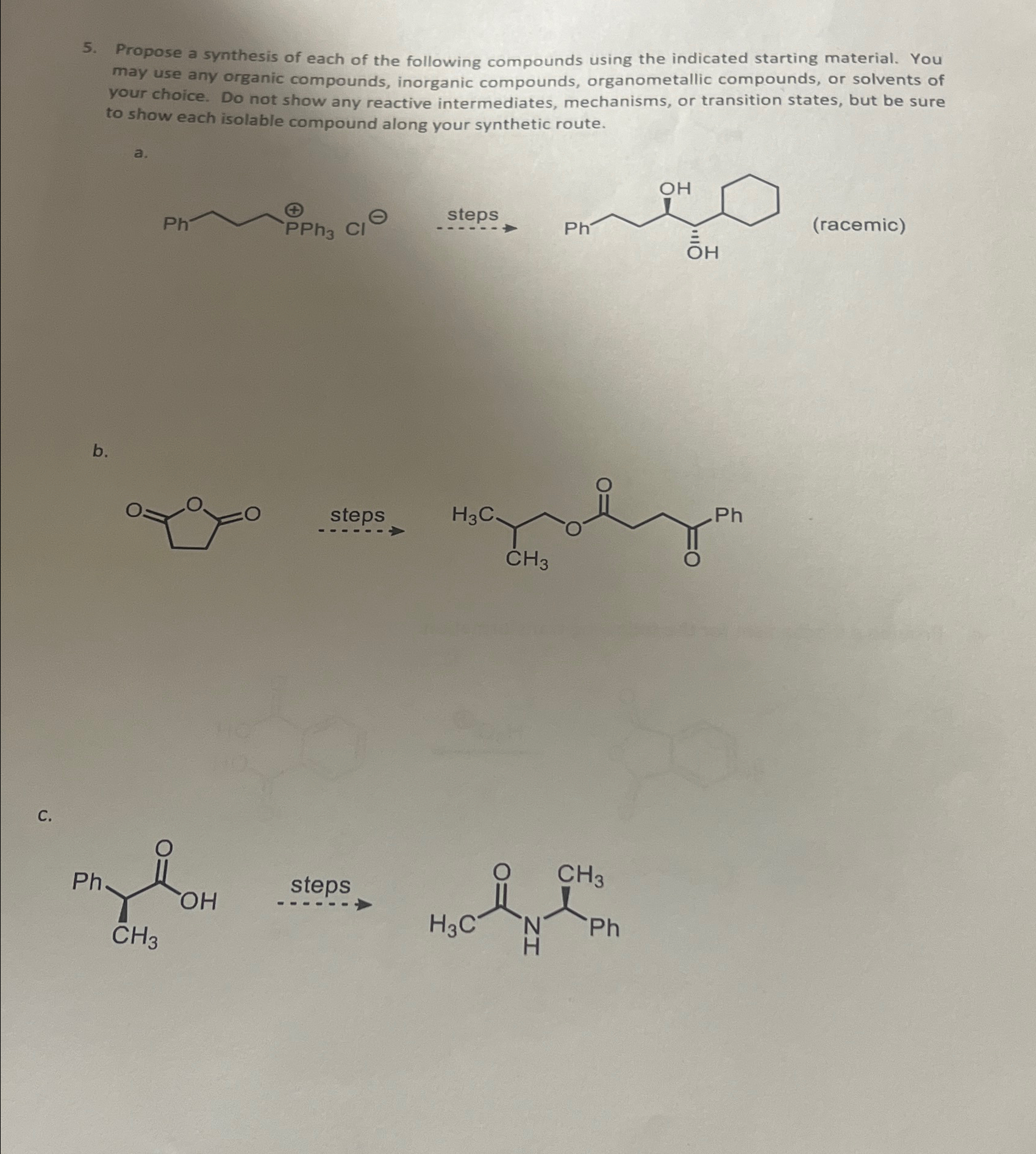 Solved Propose a synthesis of each of the following | Chegg.com