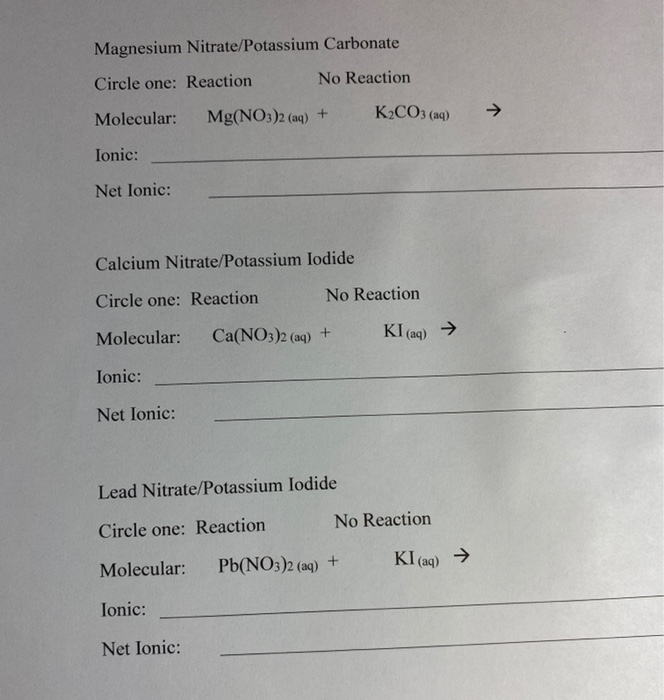 Solved Magnesium Nitratepotassium Carbonate Circle One 7709