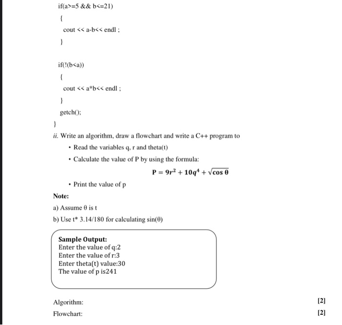 Solved Q2. i. Read the following program and identify the | Chegg.com