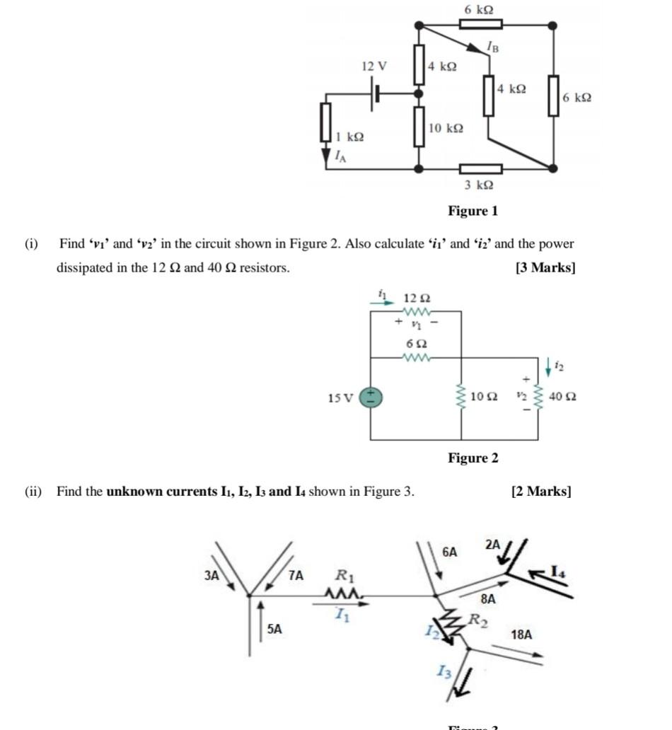 Solved 12 V 5Α 4 ΚΩ 10 ΚΩ 1 ΚΩ Ποια [6 ΚΩ IA 3 ΚΩ Figure 1 | Chegg.com