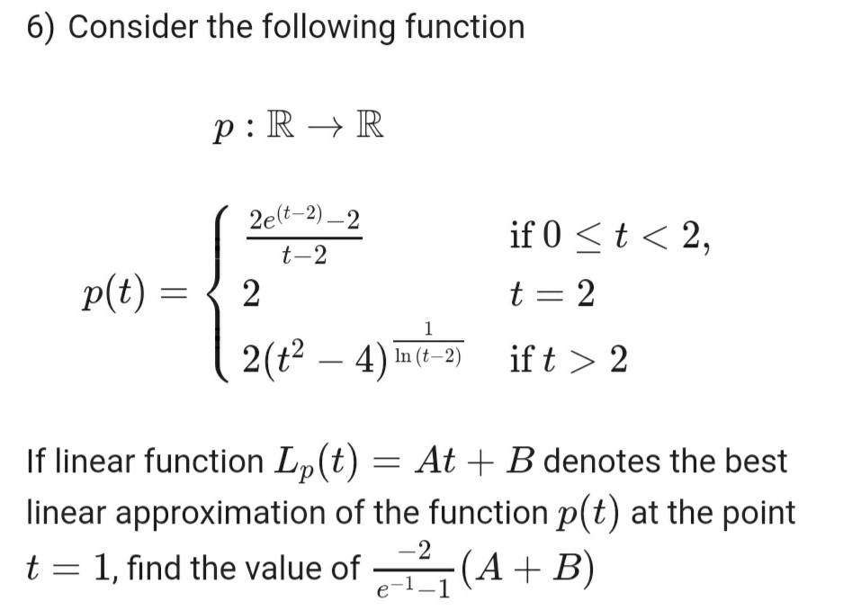 Solved 6) Consider the following function p: RR 2elt-2) – 2 | Chegg.com