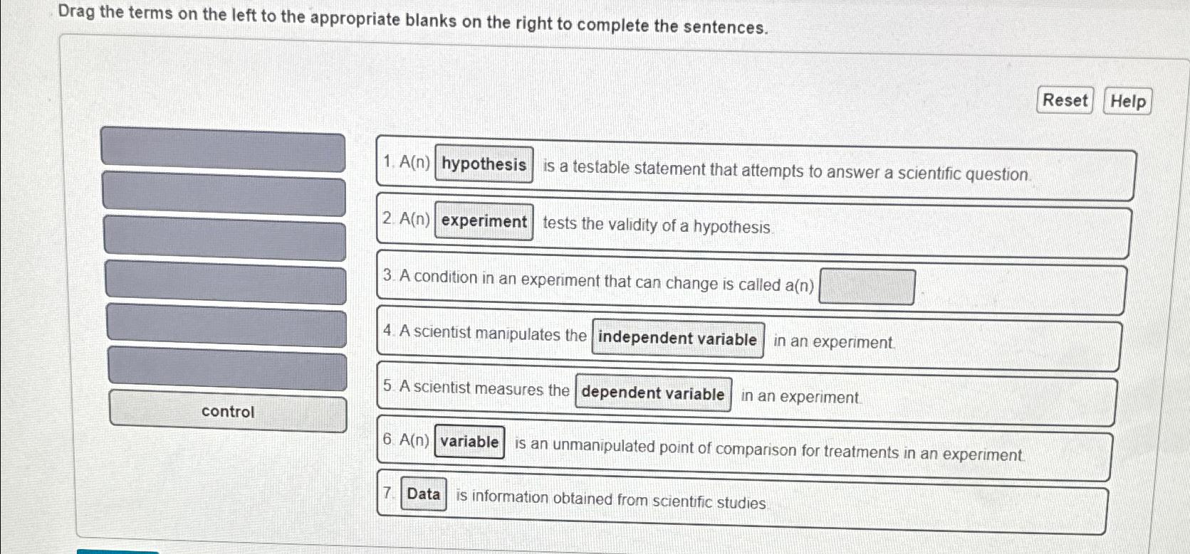 Solved Drag the terms on the left to the appropriate blanks | Chegg.com