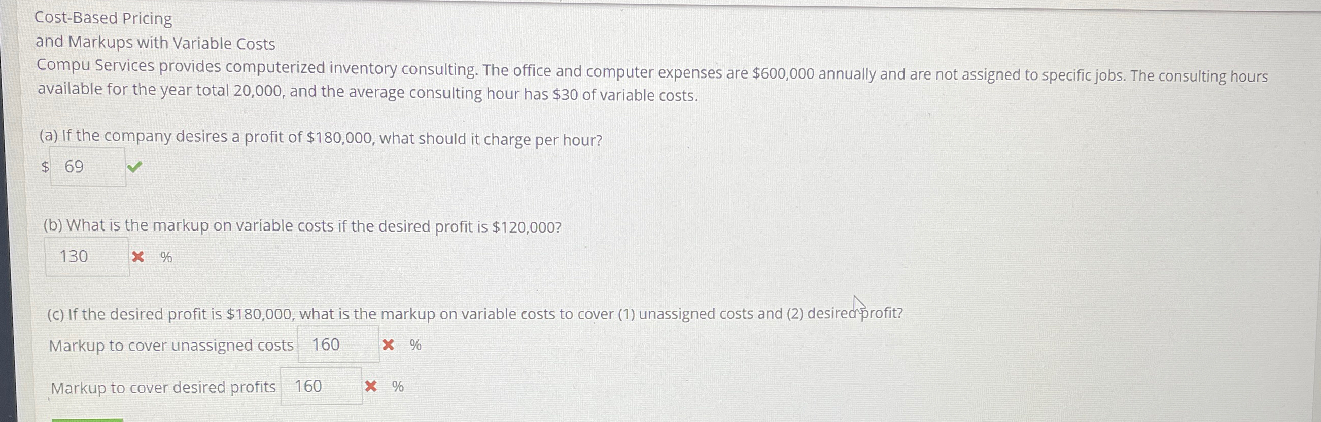 Cost-Based Pricingand Markups with Variable | Chegg.com