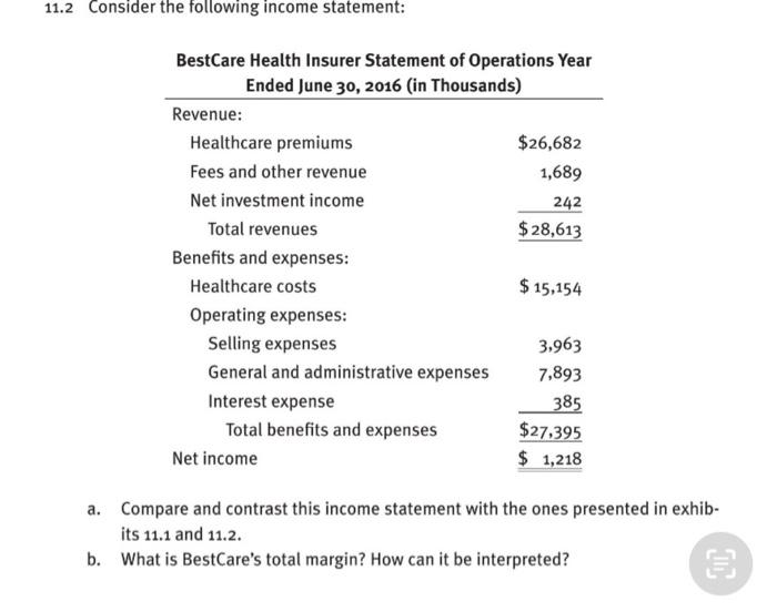 Solved 11.2 Consider the following income statement: | Chegg.com