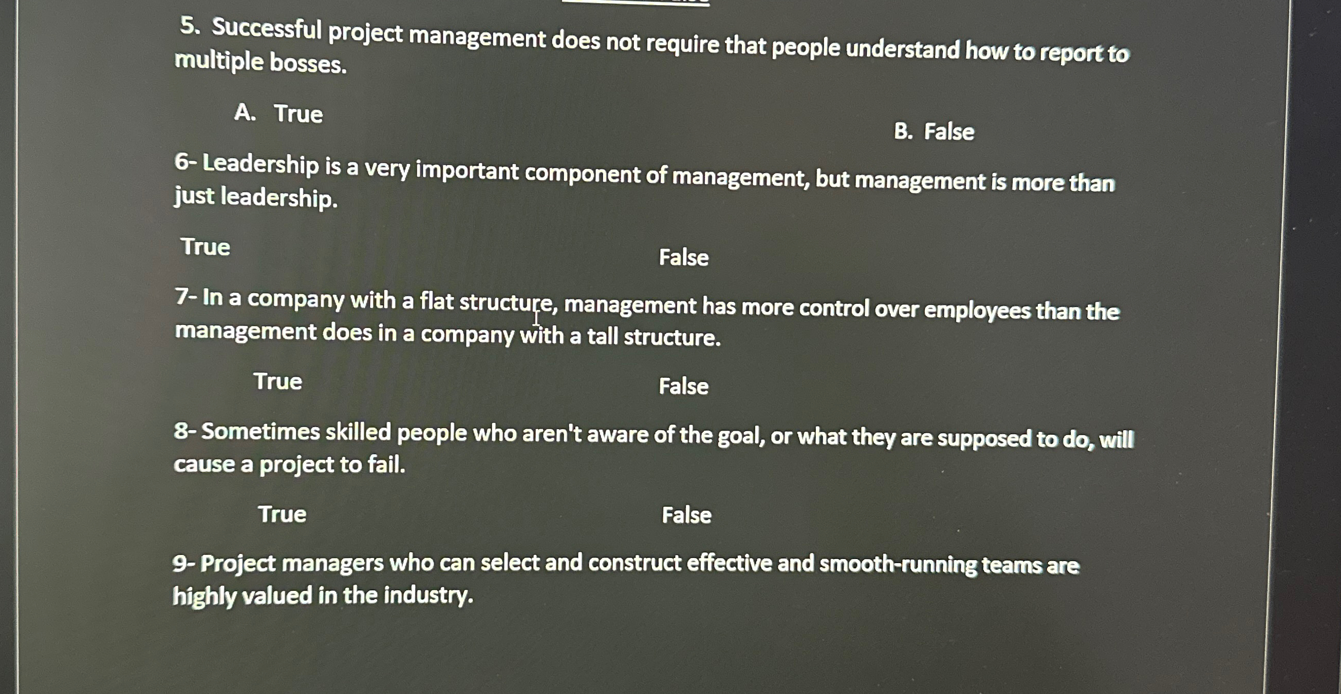 Solved Successful project management does not require that | Chegg.com
