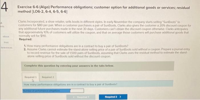 Solved Exercise 6-6 (Algo) Performance Obligations; Customer | Chegg.com