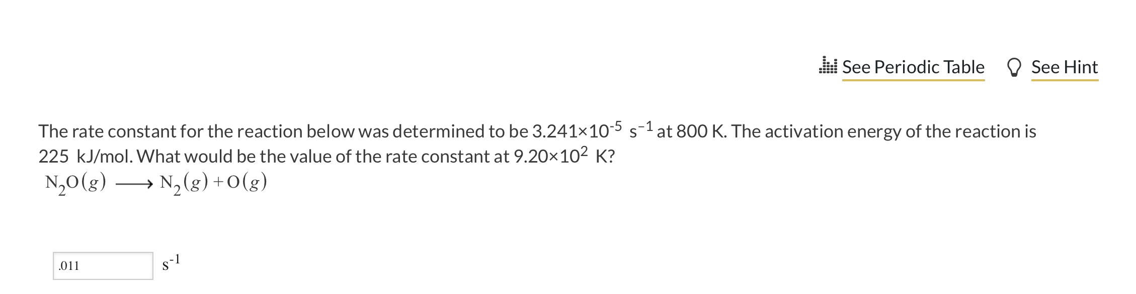 Solved The rate constant for the reaction below was | Chegg.com