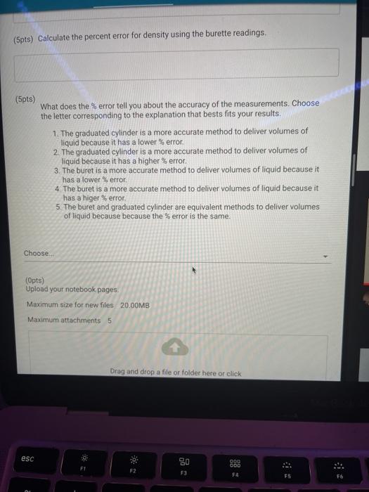 Solved (5pts) Calculate the percent error for density using