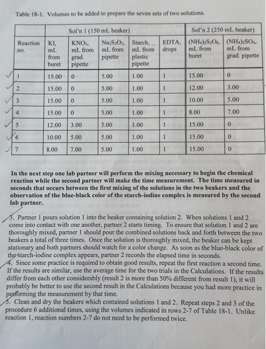 Kinetics 1 Report Sheet Name and Drawer Number | Chegg.com