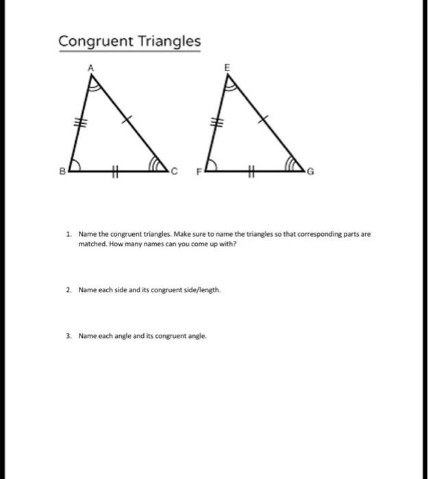 Solved Congruent Triangles E 1. Name the congruent | Chegg.com