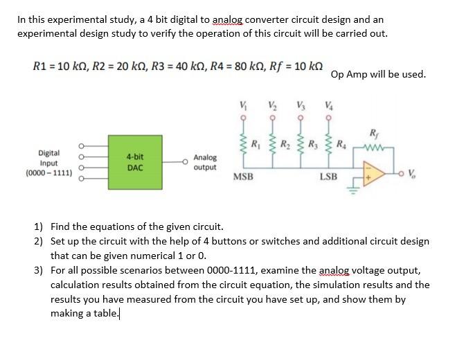 Solved In this experimental study, a 4 bit digital to analog | Chegg.com