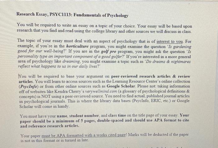 format for psychology research paper
