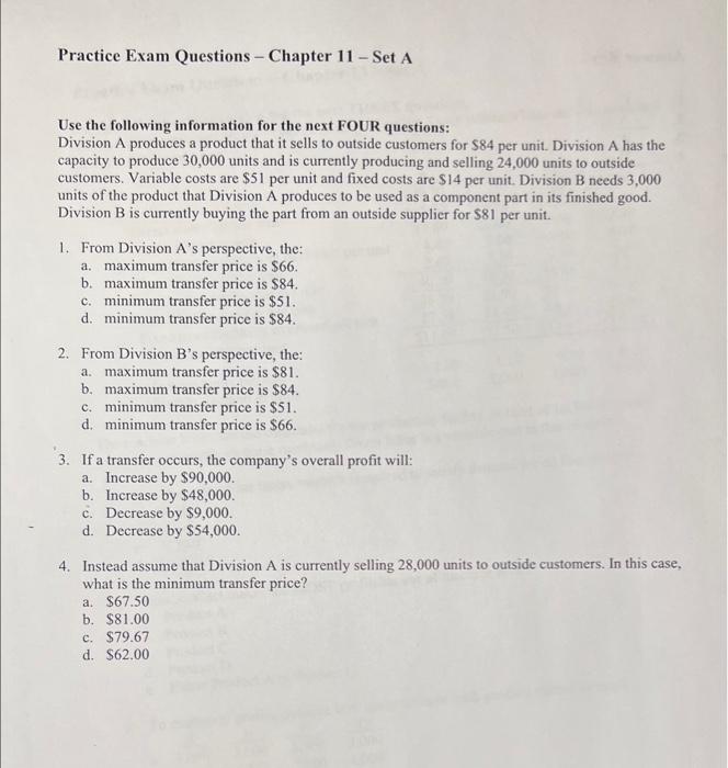 Solved Use the following information for the next FOUR | Chegg.com