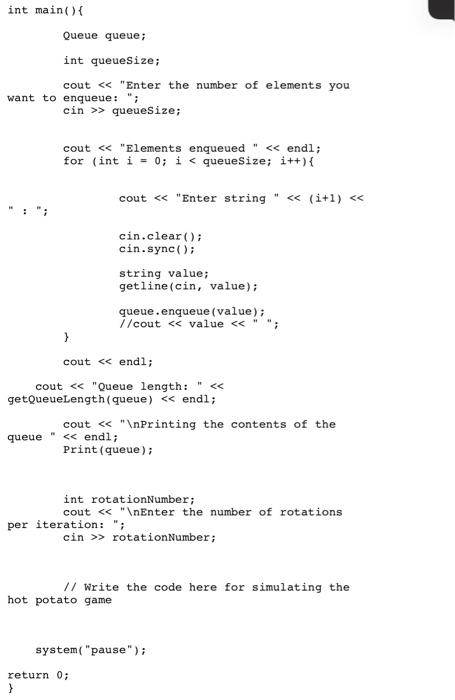 Solved Assignment 4 (Programming): Simulating the Hot Potato | Chegg.com