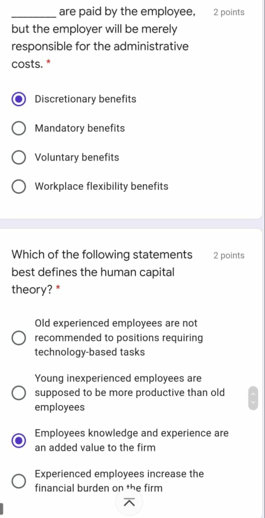 Solved Which of the following forms of pay 2 points depends | Chegg.com