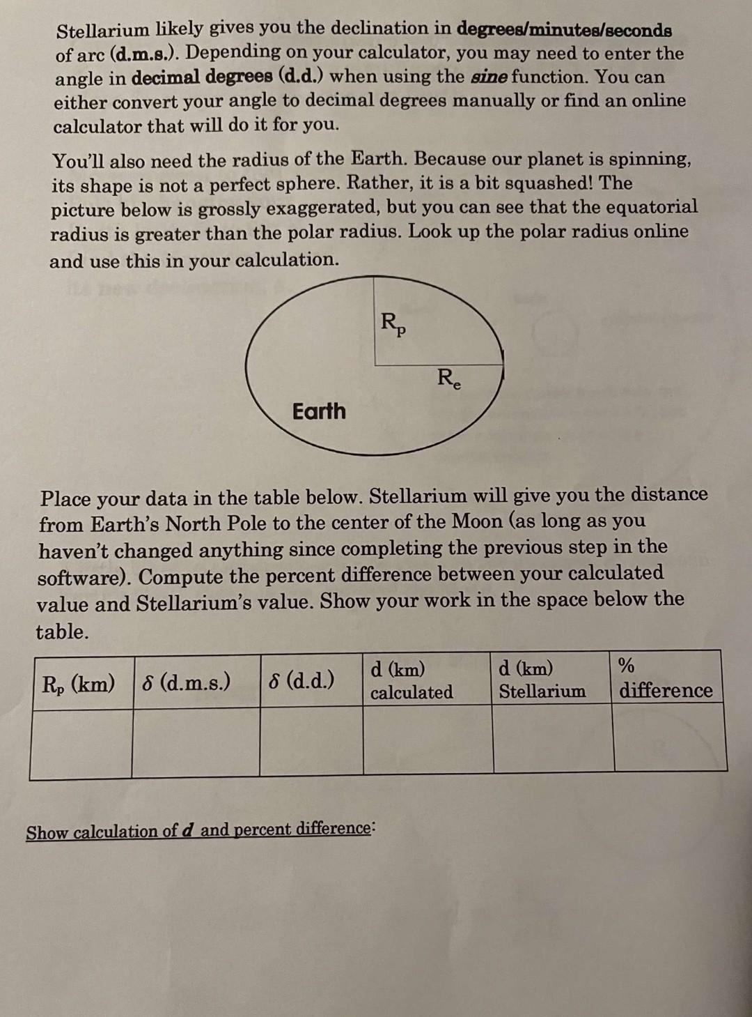 Solved Stellarium likely gives you the declination in Chegg