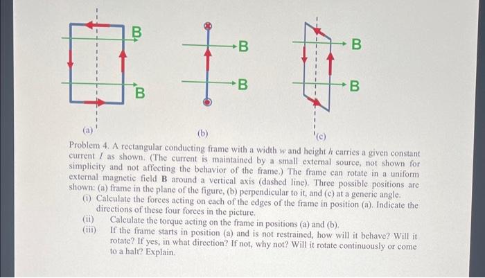 Solved (b) Problem 4. A Rectangular Conducting Frame With A | Chegg.com