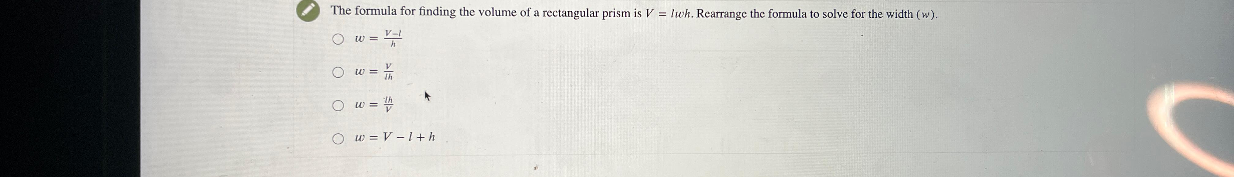 the formula in finding the volume of rectangular box is v