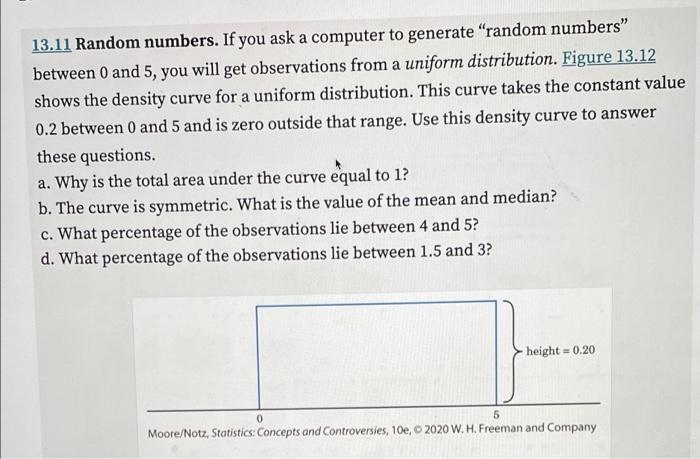 Solved 13.11 Random numbers. If you ask a computer to | Chegg.com