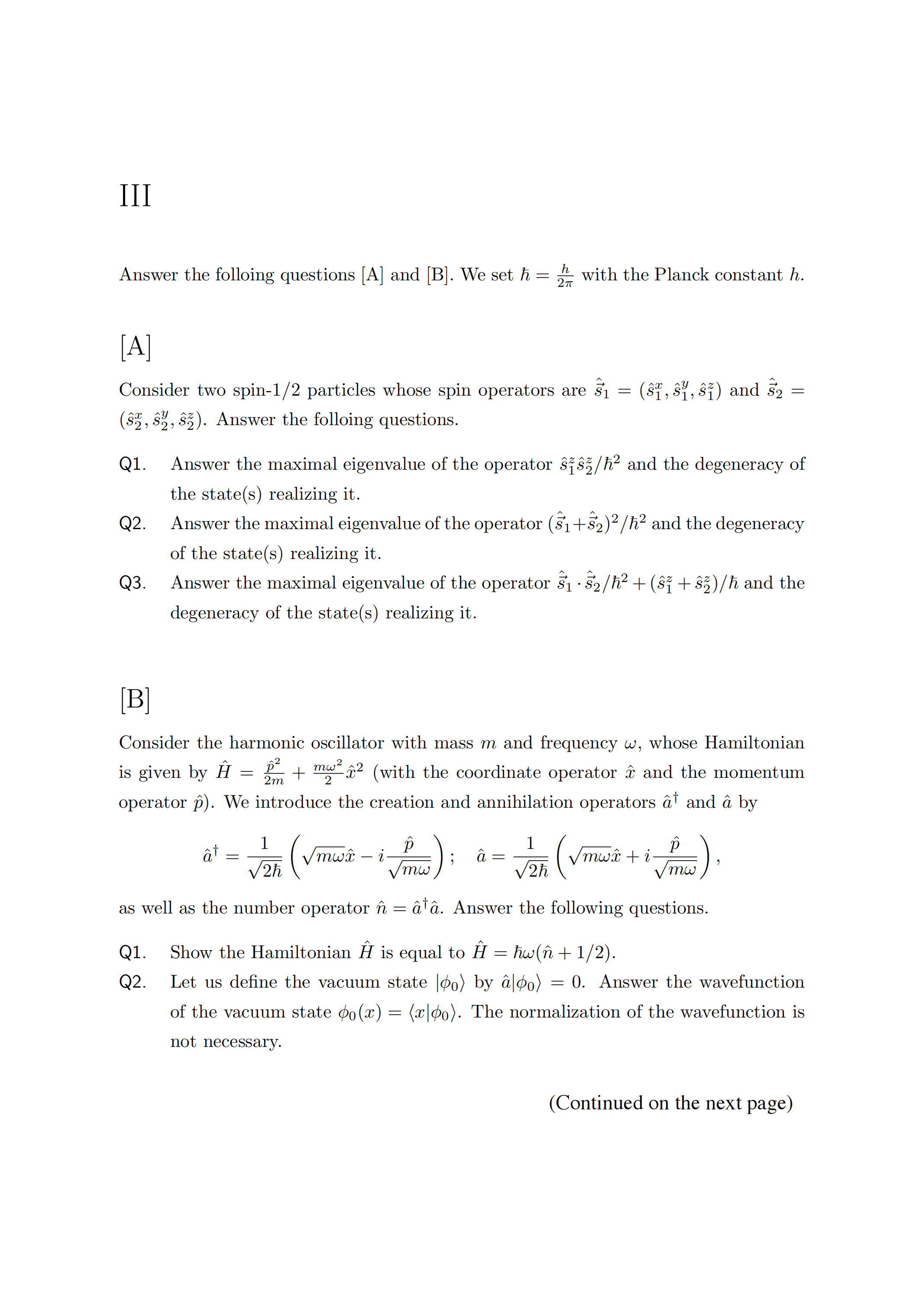 Solved IIIAnswer the folloing questions A and B. ﻿We set | Chegg.com