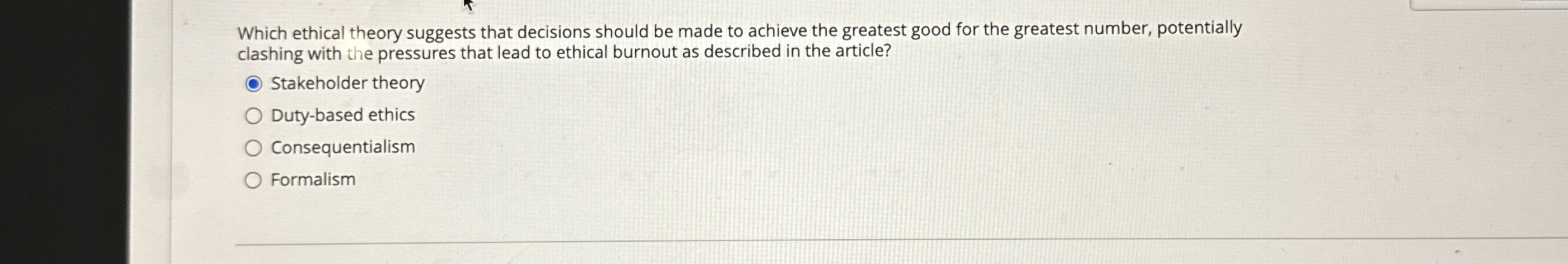 Solved Which ethical theory suggests that decisions should | Chegg.com