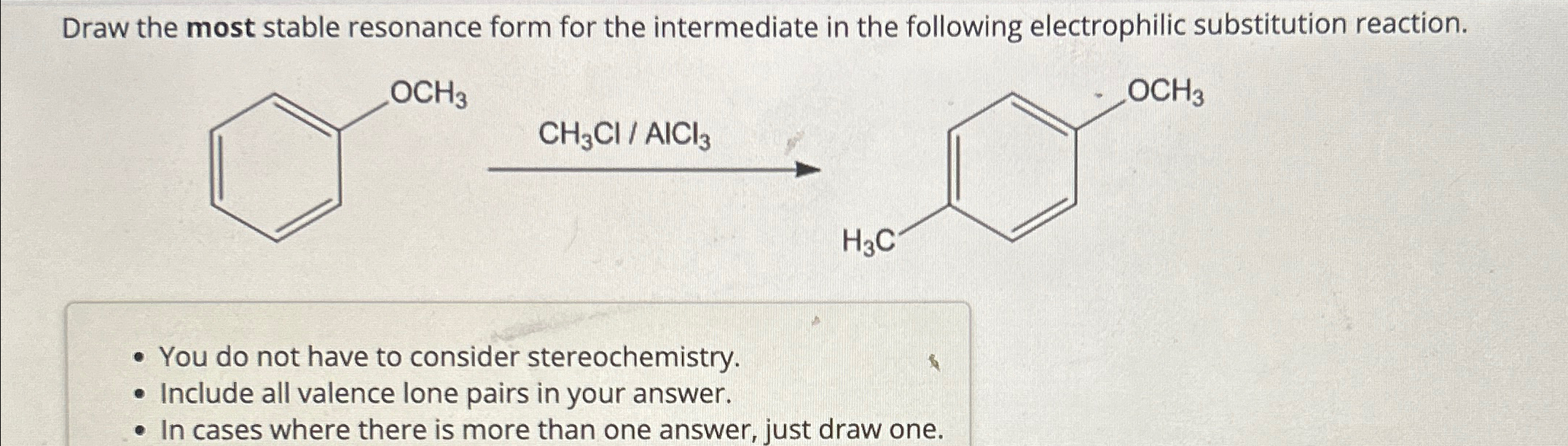 Solved Draw the most stable resonance form for the | Chegg.com