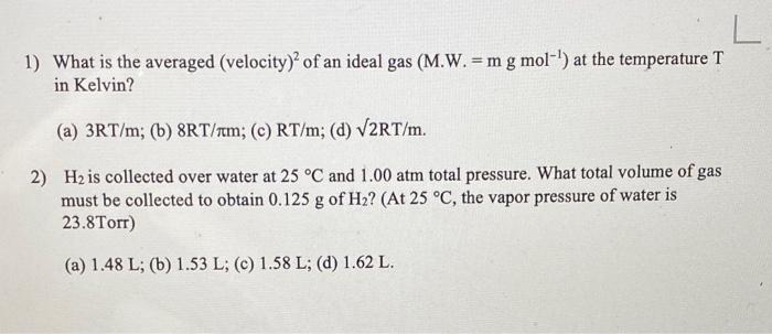 Solved What is the Average velocity of ideal gas, and total | Chegg.com