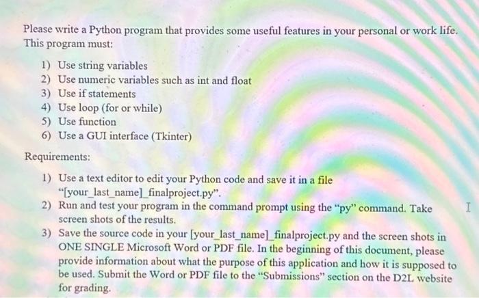 Solved Please write a Python program that provides some | Chegg.com