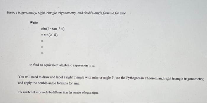 Solved Inverse trigonometry, right triangle trigonometry, | Chegg.com