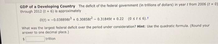 Solved GDP of a Developing Country The deficit of the | Chegg.com