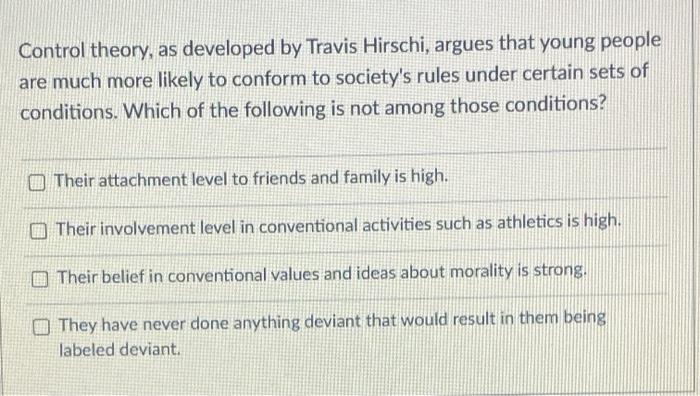 Solved Control theory, as developed by Travis Hirschi, | Chegg.com